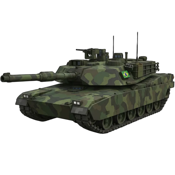 Player-generated Brazilian main battle tank with jungle camouflage and Brazilian flag
